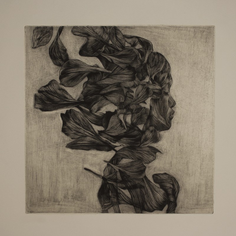 mezzotint and chine-collé | 9x9 in